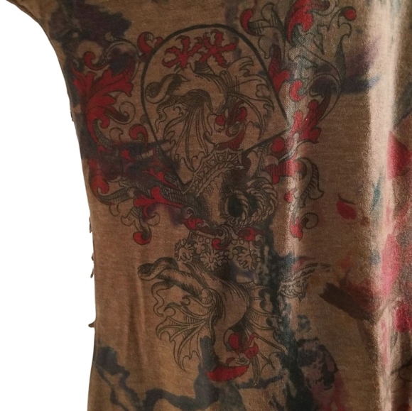 Brown tye dye tunic with many details - Picture 3 of 7